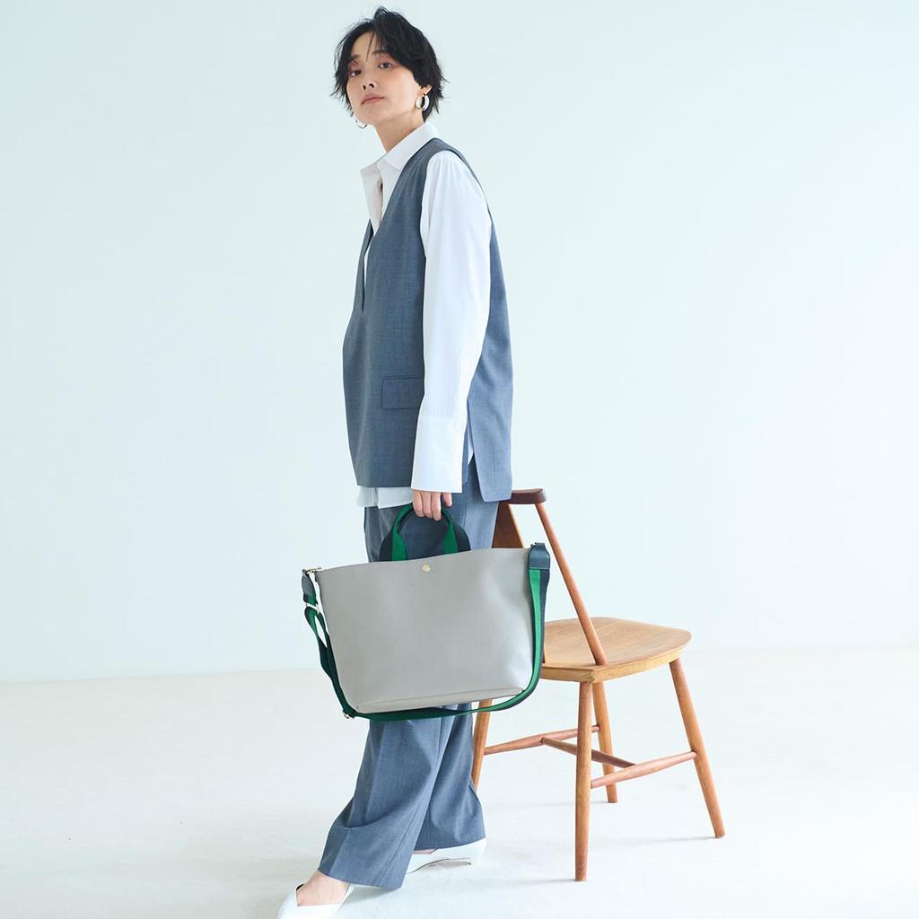 SCOTCH GRAIN Plain Tape Handle Tote Greige [Breath TOPKAPI] Two-Tone Bag, Large,