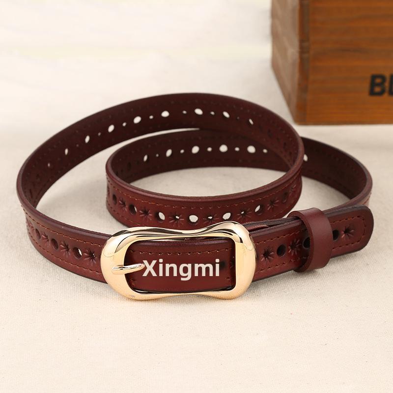 Curea de damă din piele naturală de vacă – Accesoriu de talie casual la modă și versatil.