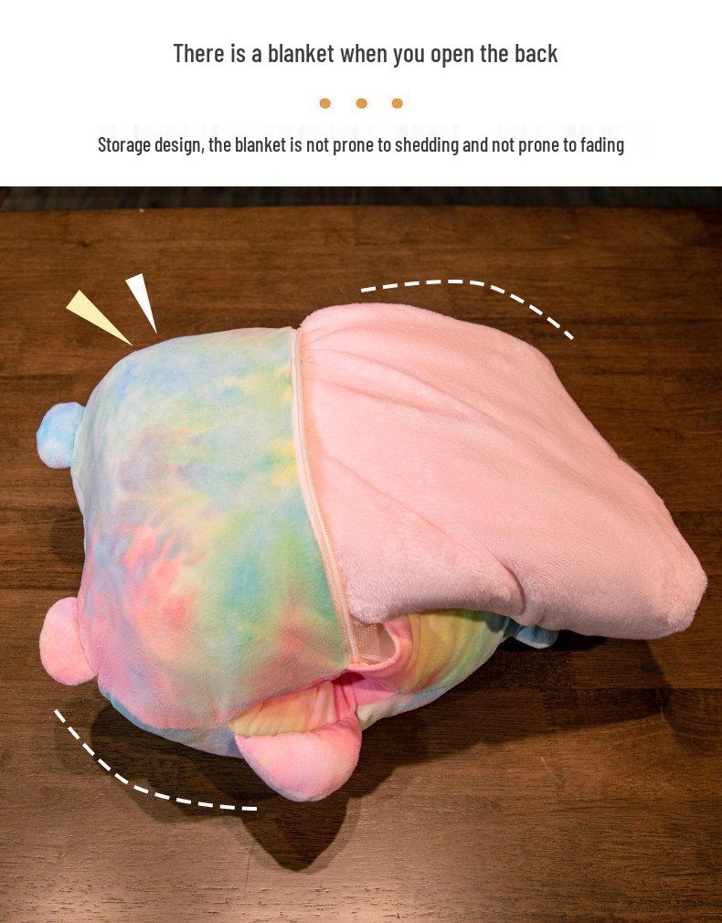 Cartoon 2-in-1 Cushion & Blanket: Dual-Use Hand Warmer, Leg Cover, Nap Pillow Doll for Office