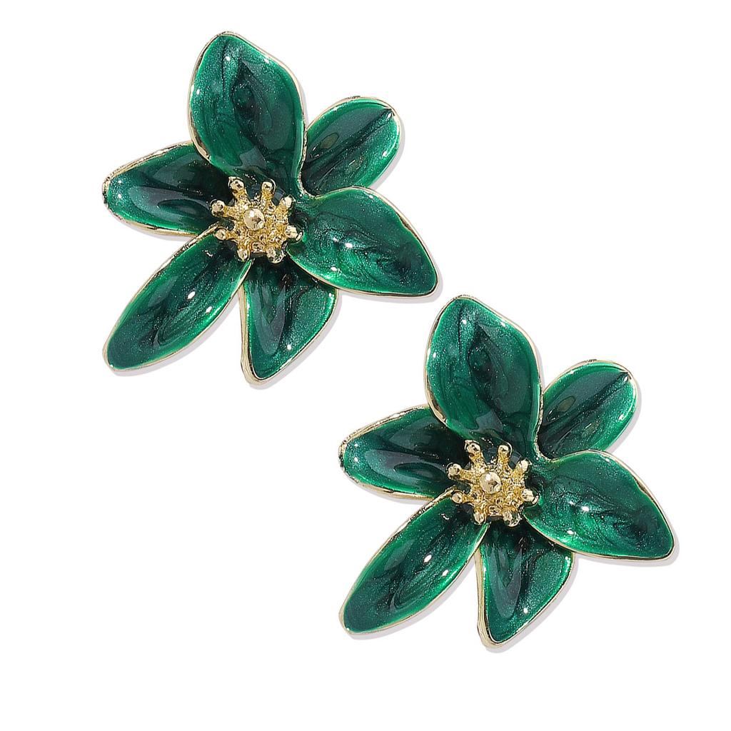 Elegant Drops Oil Earrings Handmade Flower Shape Earrings Enamel Floral Exaggerate Earrings Ornament for Women Girls