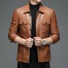 Men's Sheepskin Leather Jacket Autumn and Winter Fashionable Young and Middle-aged Jacket Men's Velvet Warm Men's Leather Jacket