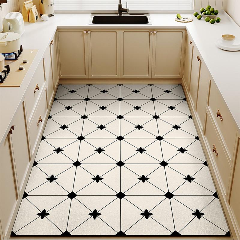Kitchen Carpet Large Area Rug Pvc Floor Mat Waterproof Oil-proof Leather Foot Mats Home Decoration Plaid Rugs Alfombra De Cocina