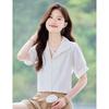 Toluoman Women's V-Neck Chiffon Short-Sleeve Blouse