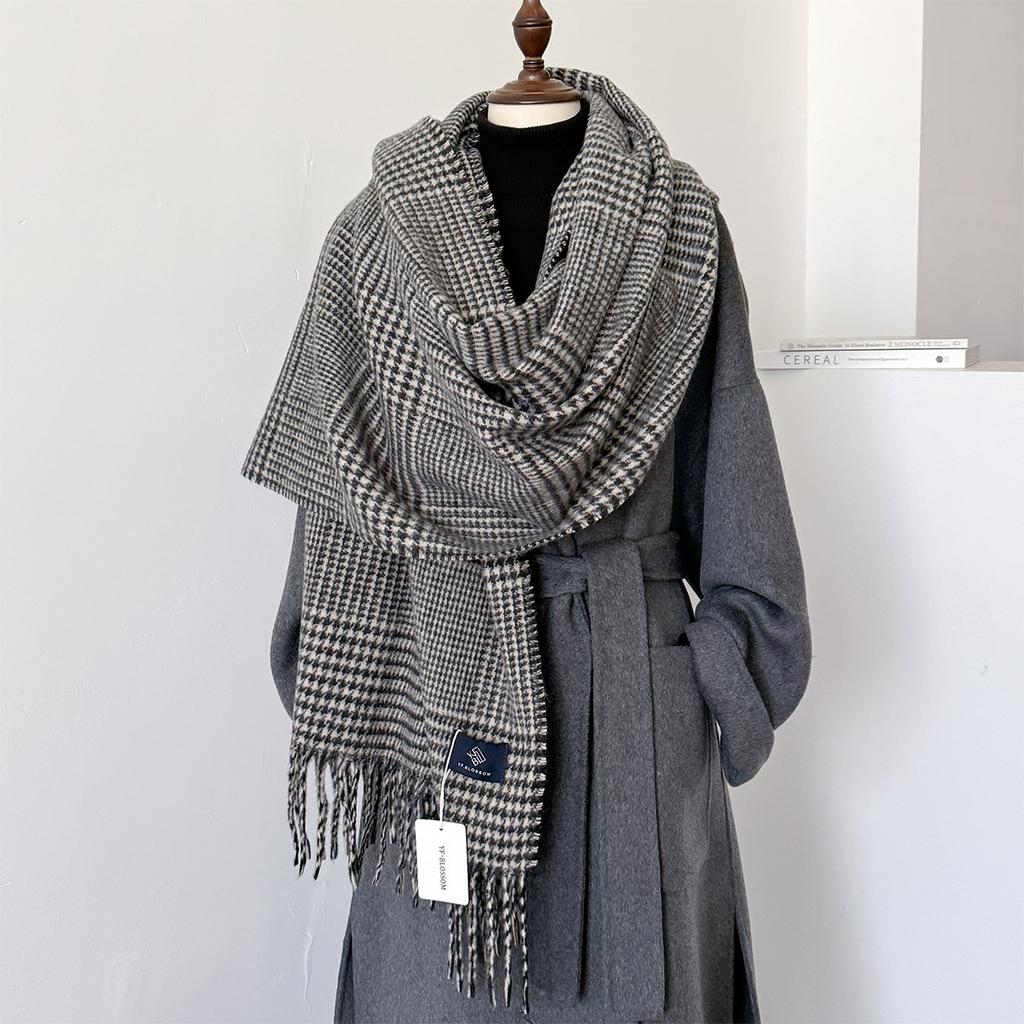Korean Double Side Imitation Cashmere Scarf Winter Women Scarves Shawl Ladies Long Thickened Warm Knitted Scarf Hijab Stole