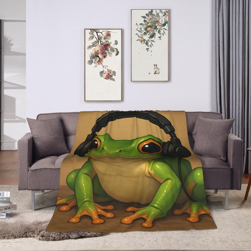 Gentleman Frog Blankets Super Warm Funny Plush Throw Blanket For Girls Boys Home Decor Flannel Bedspread Bed Cover
