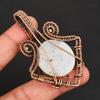Artisan Copper Wire Wrapped Pendant Rainbow Moonstone Gemstone Unique Anniversary or Birthday Gift for Her