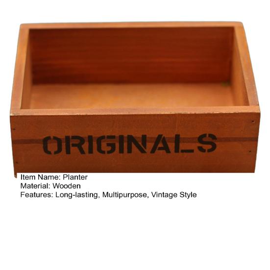 Wooden Succulents Planter Box Desktop Storage Box Retro Rustic Plant Container for Micro Landscape Succulents Small Plants Home Office Decor
