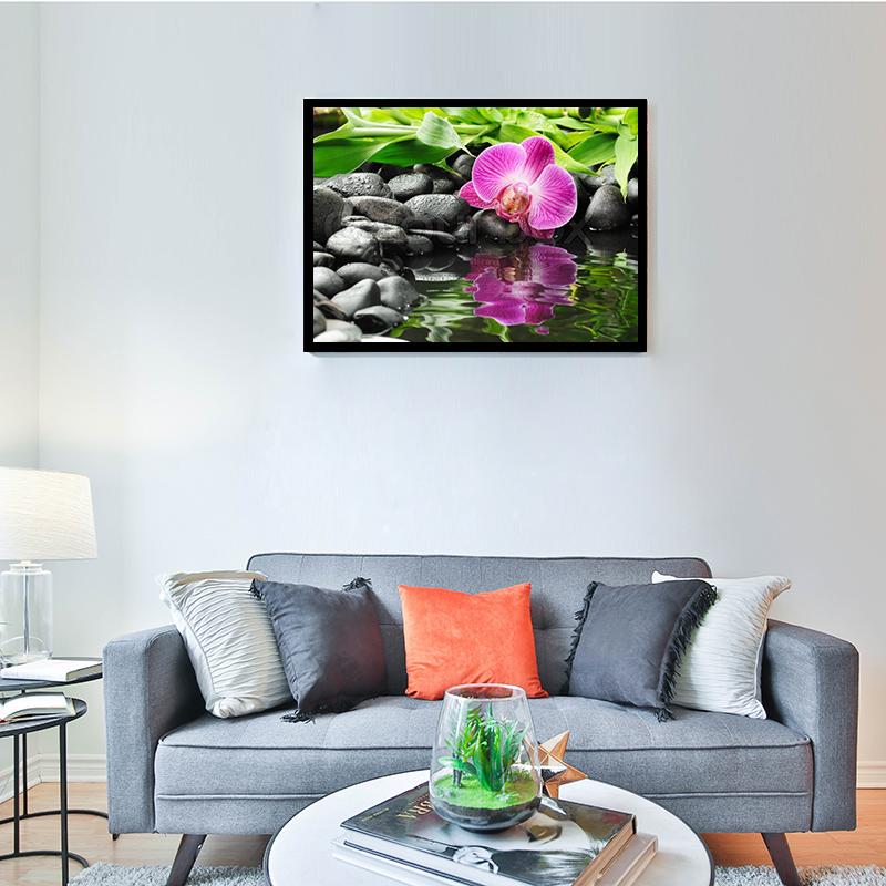 Full Diamond Painting 5d Round Orchid Picture Diamond Mosaic Resin Flower Embroidery Crafts Cross Stitch Kits Home Decor