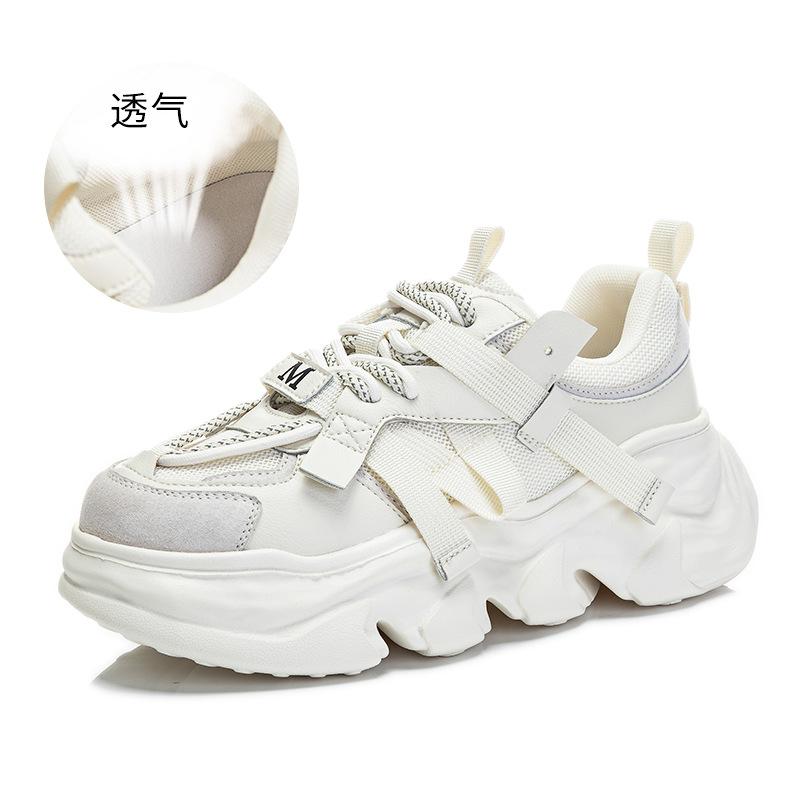 

Foam sole leather dad shoes 2025 spring new women s platform sneakers women s breathable versatile shoes children 40 бежевый