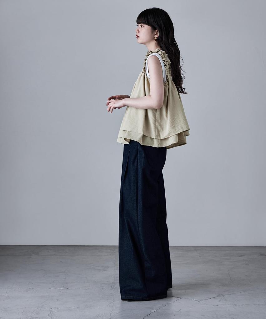 Etoll Gathered Bustier Flared Tank Size F Linen-Touch Top, Cami, Sleeveless, Top, Layered, Ivory,