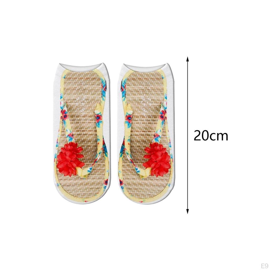 5 Paar Flip-Flop-Print-Socken 3D-Muster Erwachsenen Kurzsocken Zubehör Lustige Strümpfe Knöchelhoch