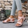 25 New Platform Sandals Women's Plus Size Stitched Wedge Casual Velcro Wear Beach Sandals Outside