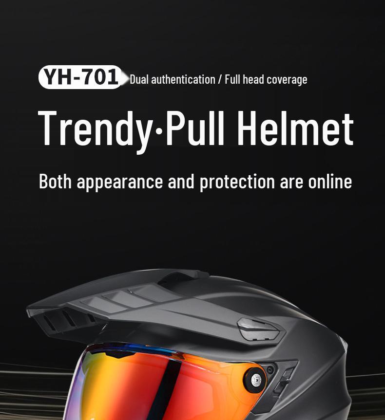 A-Class Unisex Motorcycle Helmet: Double Visor Full Face for Touring & Off-Road Use