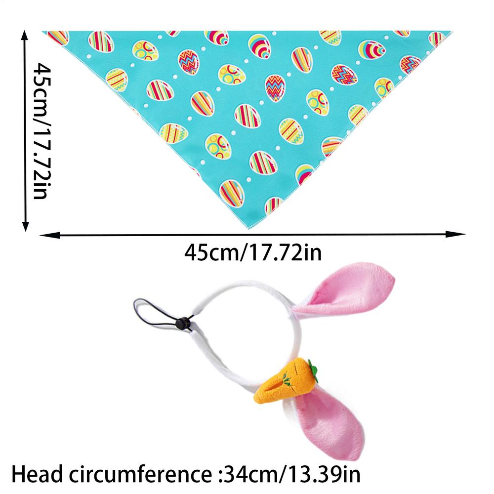 Easter Dog Handkerchief Bib Pets Bandana Headscarf Rabbit Radish Headband Scarf Easter Egg Rabbit Pattern Printed Drool Scarf