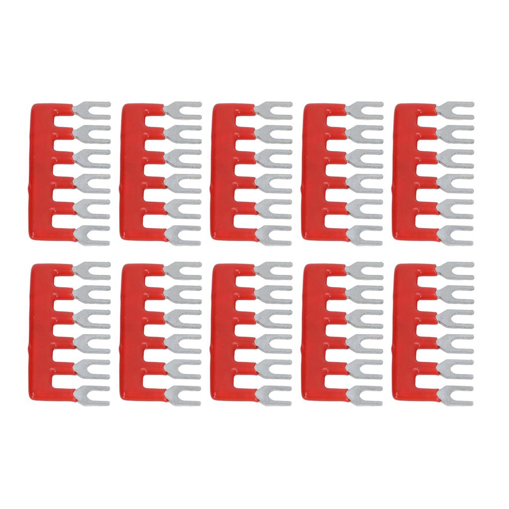 10pcs Fork Type Terminal Strips 400V 15A Pure Copper PVC Flame Retardant Jumper Block Terminal Strips for Factory Red
