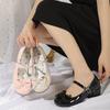 Tea party daughter elegant lolita small leather shoes 2 new cute round head soft sole with skirt Mary Jane single shoes
