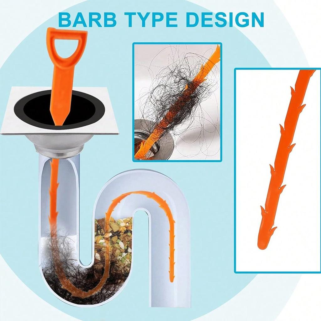 20 Inch Drain Clog Remover Tool, Drain Auger Hair Cleaning Tool, Hair Catcher Shower Drain Tool For Kitchen, Sink, Bathroom