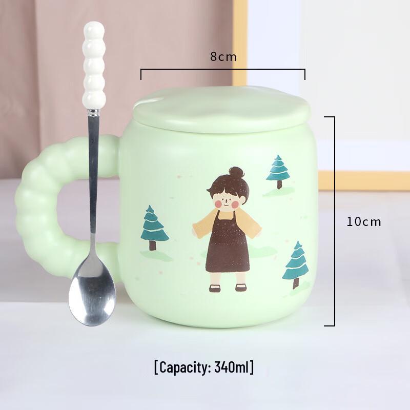 Shangqi Cartoon Ceramic Couple Mugs with Spoons