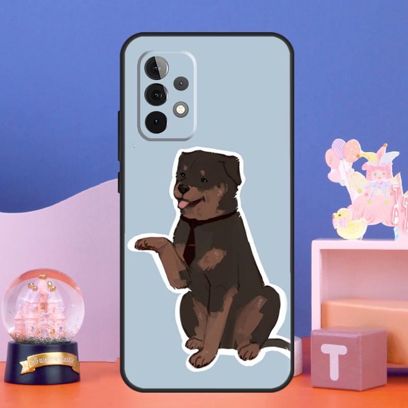 Cartoon Rottweiler Dog Case For Samsung Galaxy A54 A34 A14 A15 A35 A55 A16 A26 A36 A56 A52 A12 A32 A13 A33 A53 A17