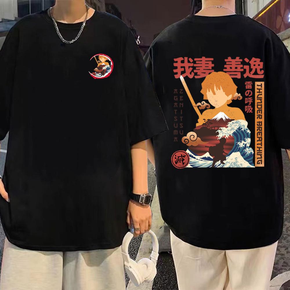 Demon Slayer Animation Derivatives Kamado Tanjirou Tshirt Printing Mens 2025 Summer Fashion Casual Oversized Streetwear