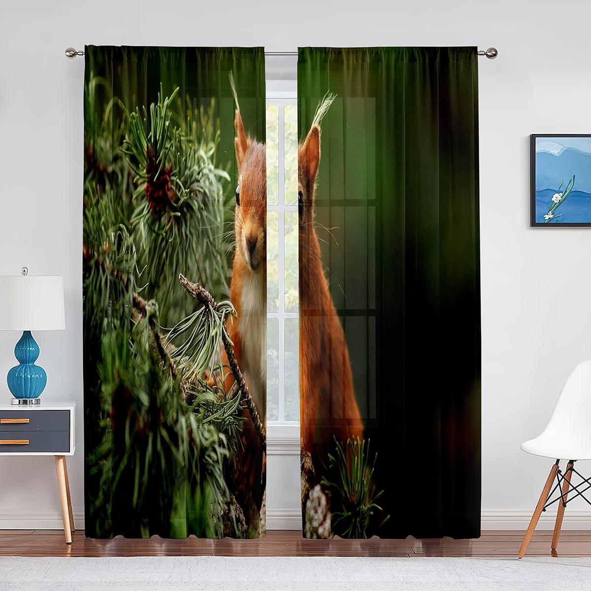 Тюлевые шторы-вуали с изображением маленьких животных — фото 15