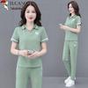 Women's Ice Silk Polo Collar Two-Piece Set