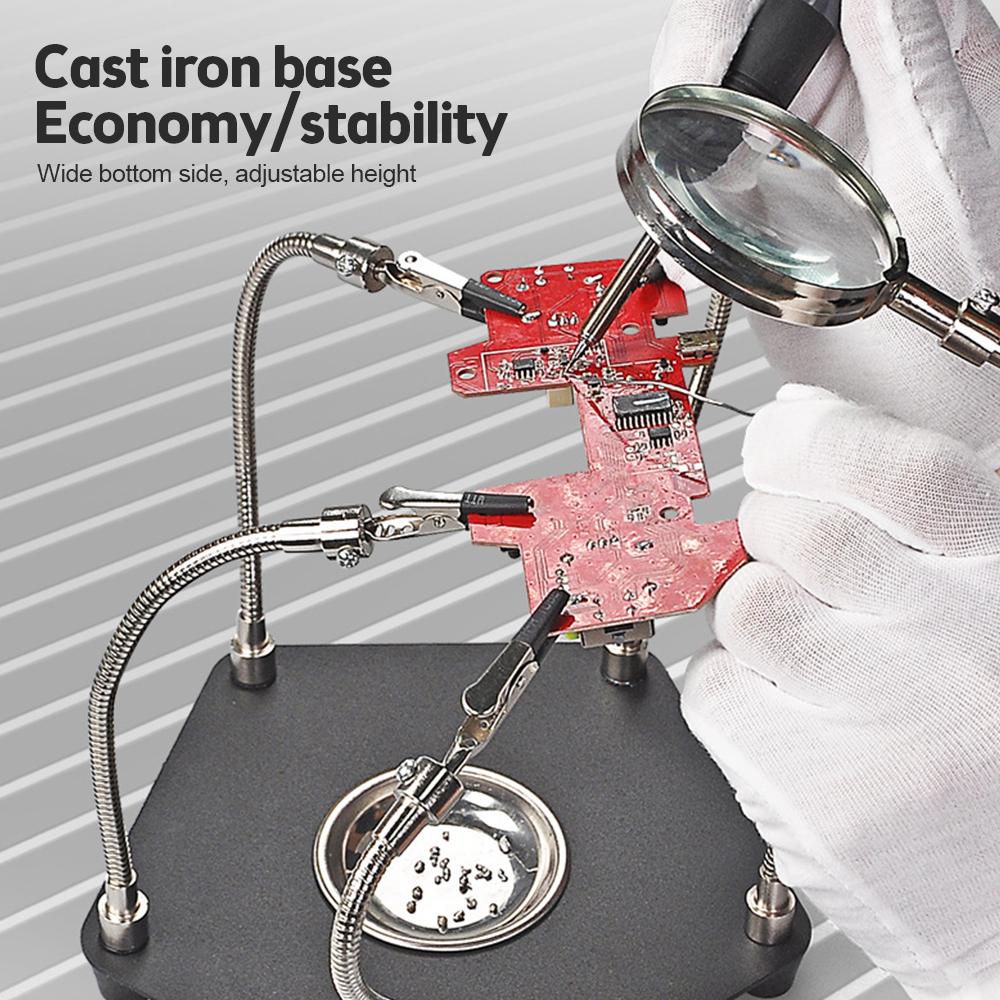 Table Soldering Helping Hands with Alligator clip Magnifier For PCB Board Weld Repair Soldering Station Third Hand Tool