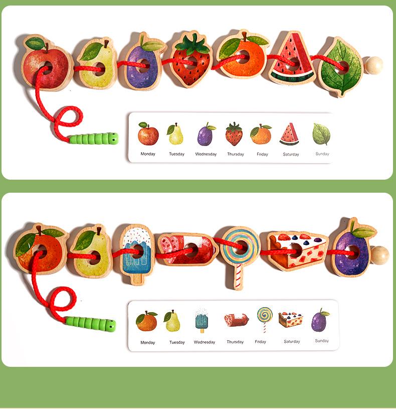 Montessori Caterpillar Lacing Beads Game for Children's Logical Thinking and Concentration Training