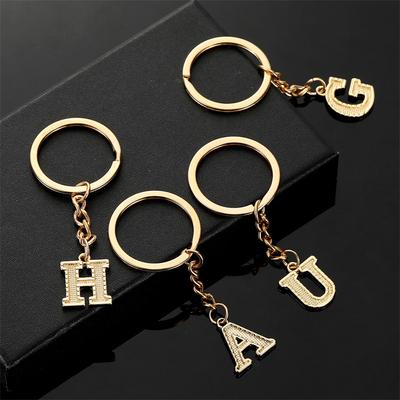 1PCS Gold Color 26 Alphabet Keychain Initial Keyrings Accessories Pendant For Purse Backpack Handbag Charms