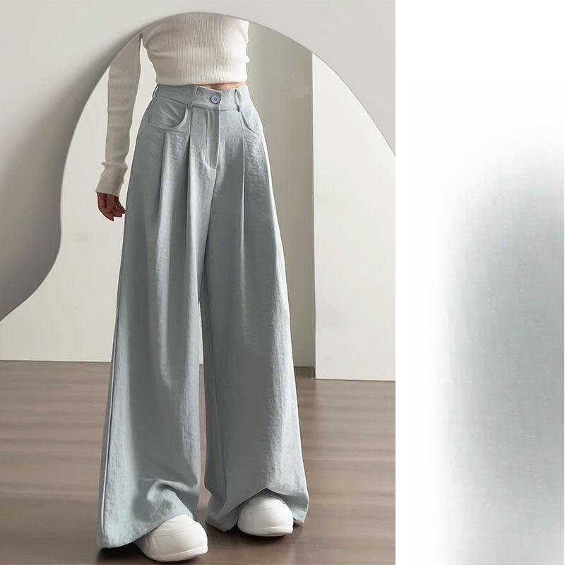 Pantaloni albi cu picior larg pentru femei, vară nou, cu talie înaltă, largi, cu picior drept, pantaloni de costum