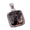Natural Black Copper Turquoise 925 Solid Sterling Silver Gift Pendant 1.50" W9m86