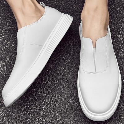 Thick Soled Comfort Leather Loafers Shoes Men 2025 Spring New White Designer Casual Luxury Shoe Men Business Board Shoes
