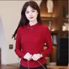 New Ethnic Style New Chinese Fashion Temperament Jacquard Retro Stand-up Collar Bottom Button Long-sleeved Top
