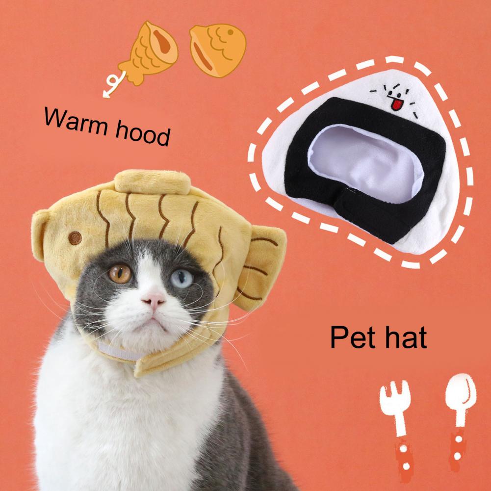 Lovely Cat Hat Soft Dog Hat Adorable Cartoon Taiyaki Shape Pet Dog Cat Headwear  Dress-up