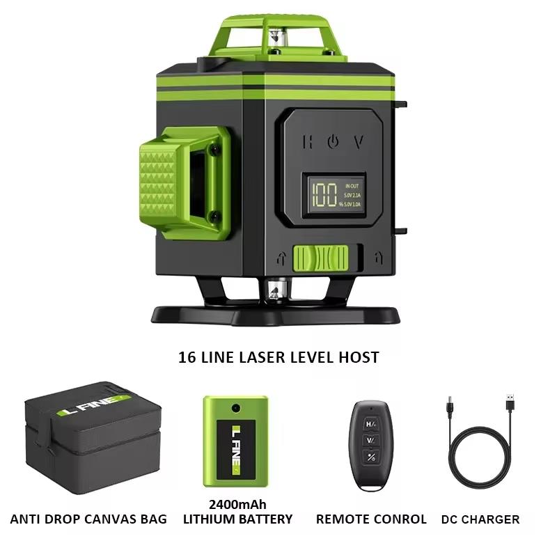 LFINE 4D 16 Lines Professional Laser Level 360°Self-leveling Laser Levels withTripod and Suitcase Professional Nivel Laser