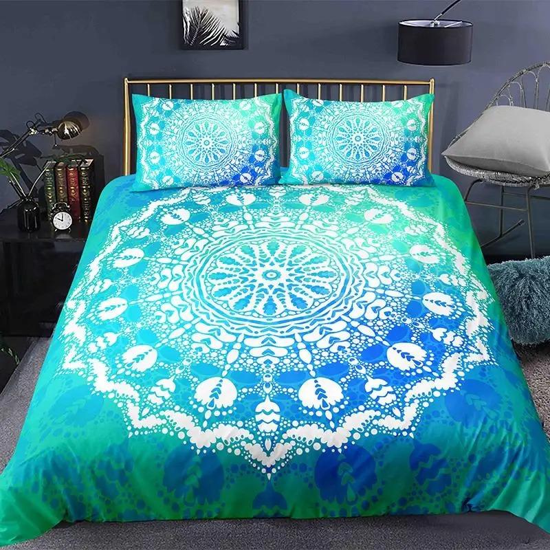 Bohemian 2/3pcs Boho Mandala Bedding Set Twin Queen King Size Comforter Duvet Quilt Cover and Pillowcase Soft Bedclothes