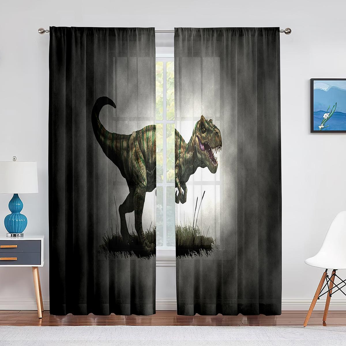 Динозавр Юрского периода животные древние джунгли прозрачные занавески для гостиной кухни — фото 14