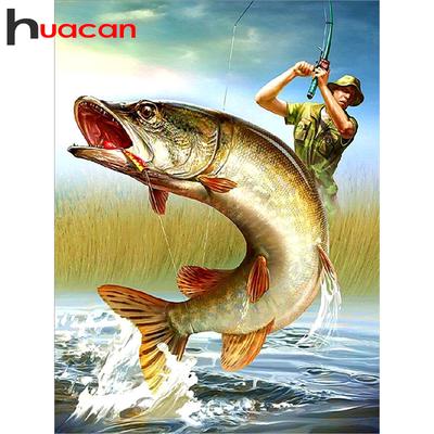 Diamond Painting Bag 5D Diamond Painting DIY Fisherman Fish Cross Stitch Diamond Mosaic Crafts