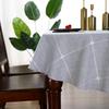 Lattice Oval Tablecloth Rustic Embroidery Cotton Linen Fabric Grey Checkered Table Cover Tablecloths for Kitchen Dining Party Tabletop Decoration 60