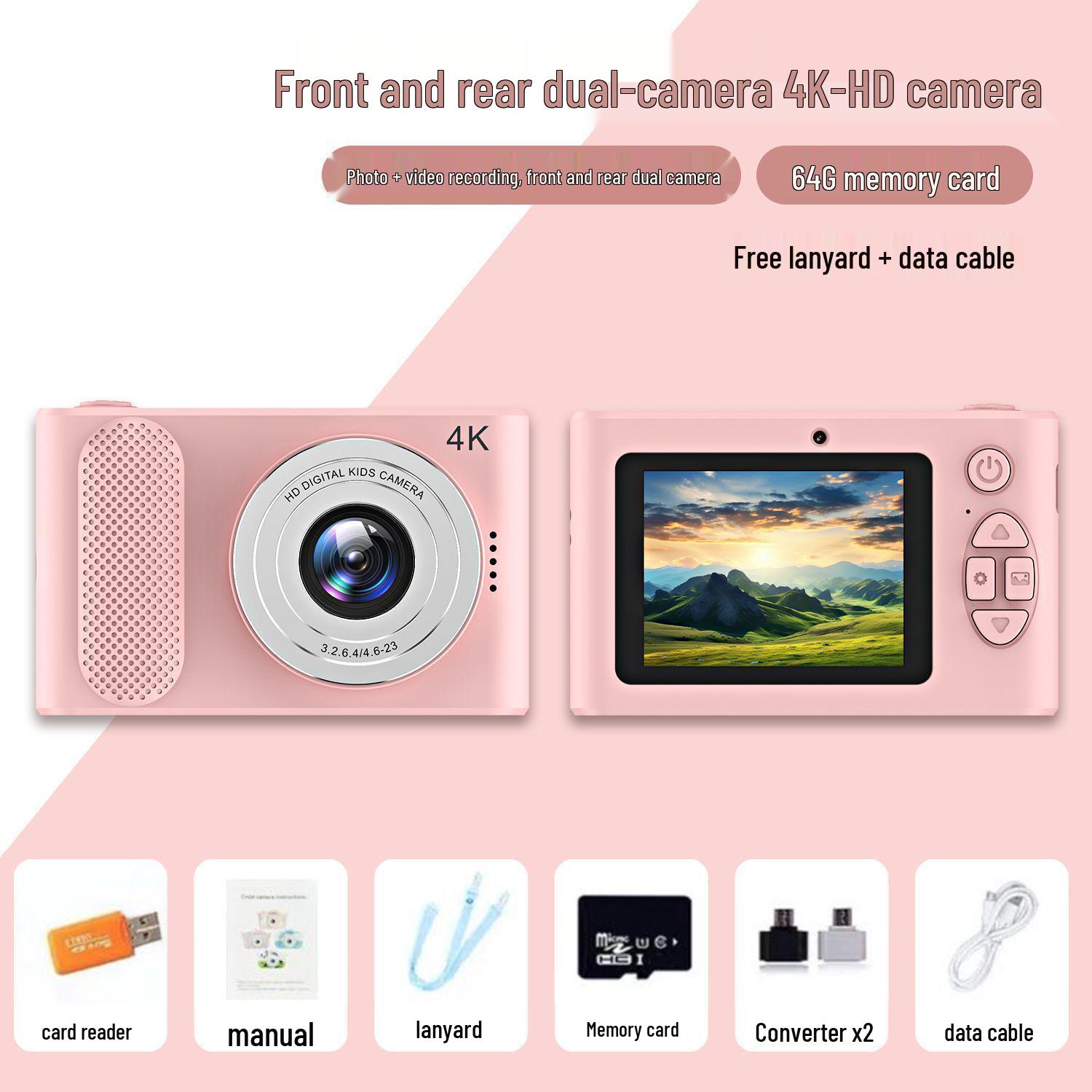 

Портативна цифрова камера високої роздільної здатності з двома об єктивами – Ідеальна для відеоблогінгу, селфі та ретро-кампусної фотографії.