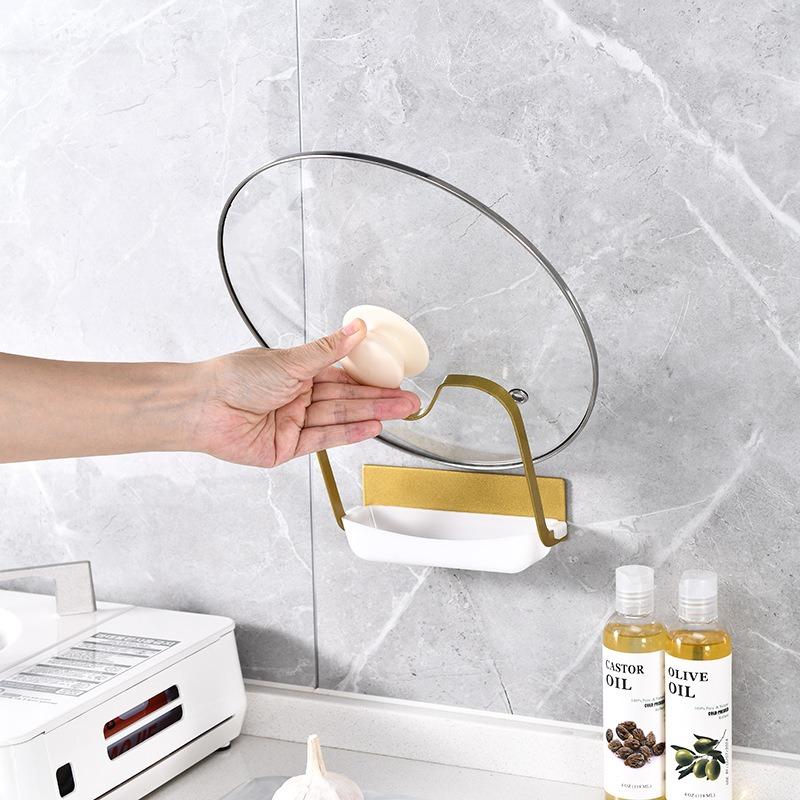 Wall-mounted Pot Lid Rack Without Drilling Holes Cutting Board Storage Stand Draining Pot Lid Placement Device