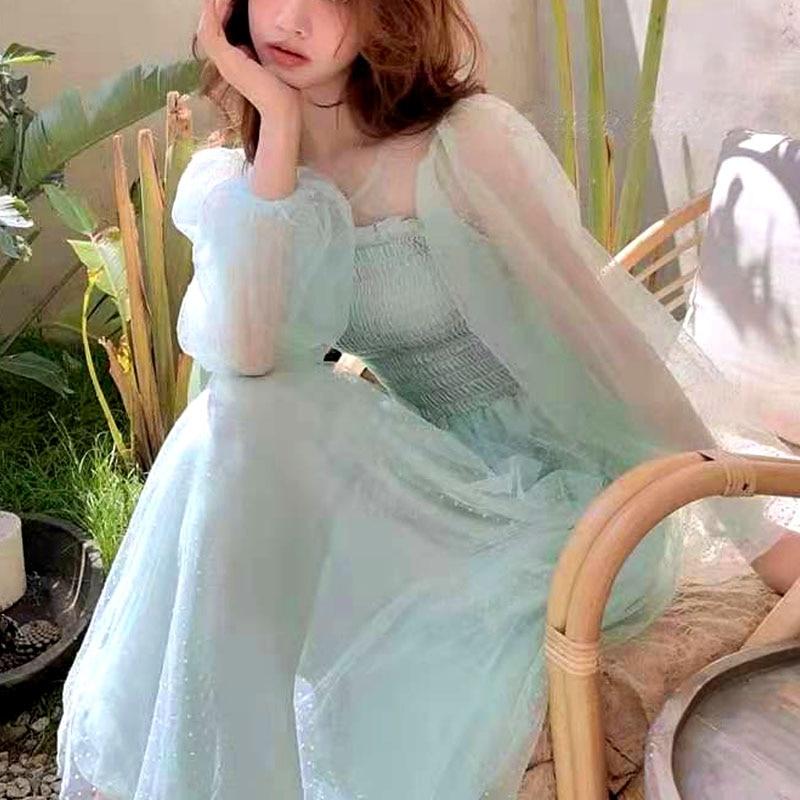 Buy One Piece Dress Korean Square Collar Elegant Vintage Lace Dress Women Beach Party Fairy Dress Female Kawaii 21 Summer Chic At Affordable Prices Free Shipping Real Reviews With Photos Joom