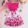 Girls' Sleeveless Butterfly Print Dress & Belt Set