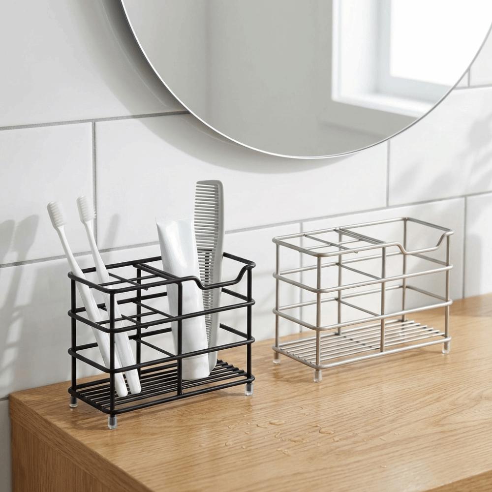 Rustproof Metal Toothbrush Holder Non-Slip Countertop Storage Rack  Kitchen