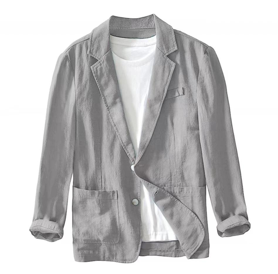 Men's Casual Suit Single-layer Jacket Solid Color Cotton Linen Casual Fashion Men's Top