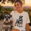Maglietta Line Art Schnauzer Nano, T-shirt Schizzo Schnauzer Minimalista a Scarabocchio, T-shirt Cane Astratto, Regalo Mamma Schnauzer, T-shirt Cane Artistica