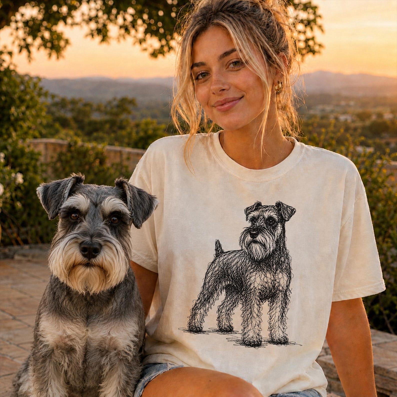 Miniature Schnauzer Line Art Shirt, Minimalist Scribble Schnauzer Sketch Tee, Abstract Dog T-Shirt, Schnauzer Mom Gift, Artsy Dog Tee 2XL