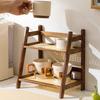Bamboo Double Layer Rack 2-Tier Desktop Organizer High Stability Strong Load-bearing Kitchen Display Rack Cup Holder