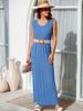 Womens Sleeveless Ribbed Knit Maxi Tank Dress Scoop Neck Summer Long Dress