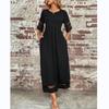 Elegantes Polyester-Halbarm-Netz-Rundhals-Kleid für Büro und Freizeit